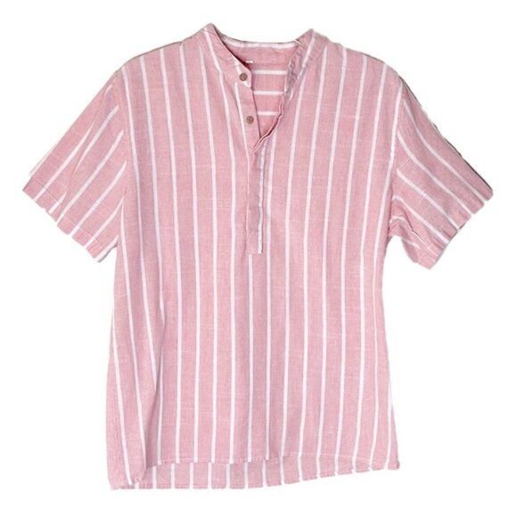 ❤️ 🆕 SHEIN WOMENS Cute Pink Striped Shirt Size S - Picture 1 of 4